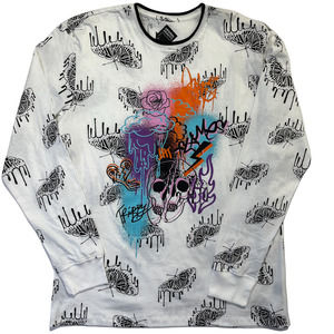 Skull & Butterfly Grafiti Graphic Pullover, Original Gravity Brand, Size L